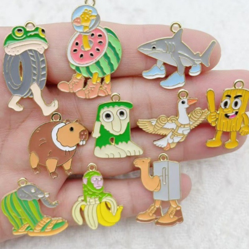Men Accessories For Party - 10pcs Creative Alloy Drip Oil Jewelry,