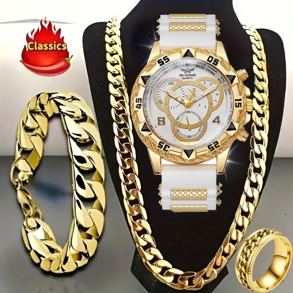 4‑Piece Luxury Men’s Watch and - Men'S Minimalist Accessories recension och pris