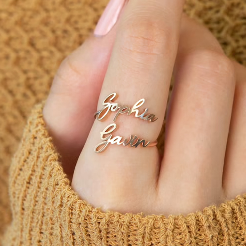 Custom Double Name Rings for W - Men Accessories For Wedding recension och pris