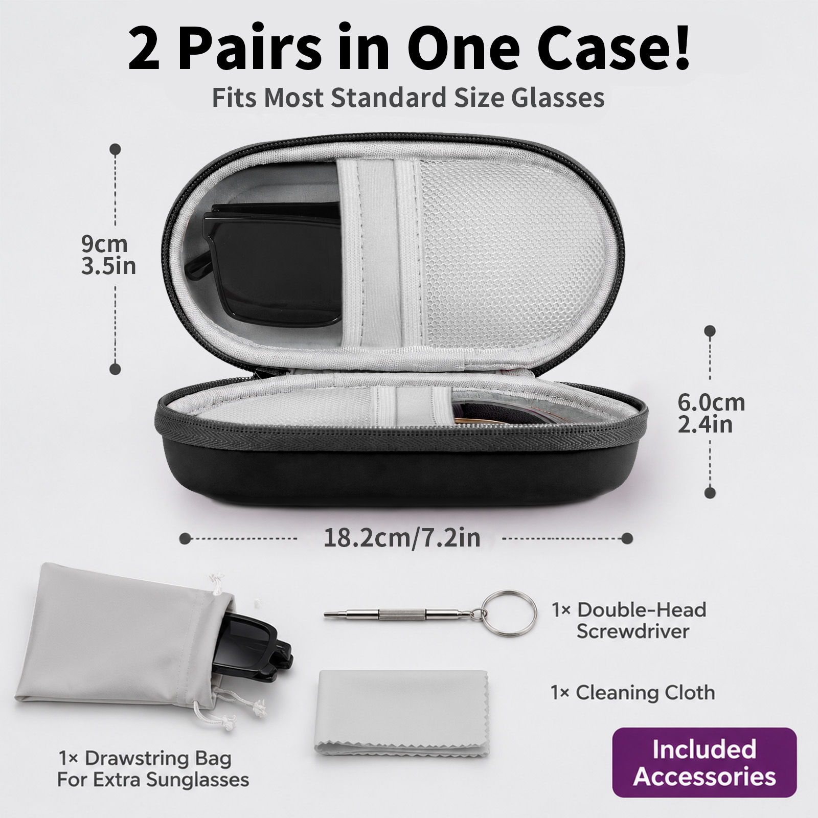 Hard Shell Double Glasses Case - Men'S Accessories Rack recension och pris